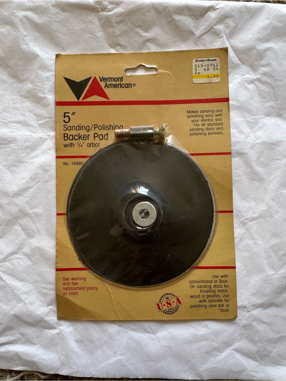 5" Black Sanding & Polishing Backer Pad